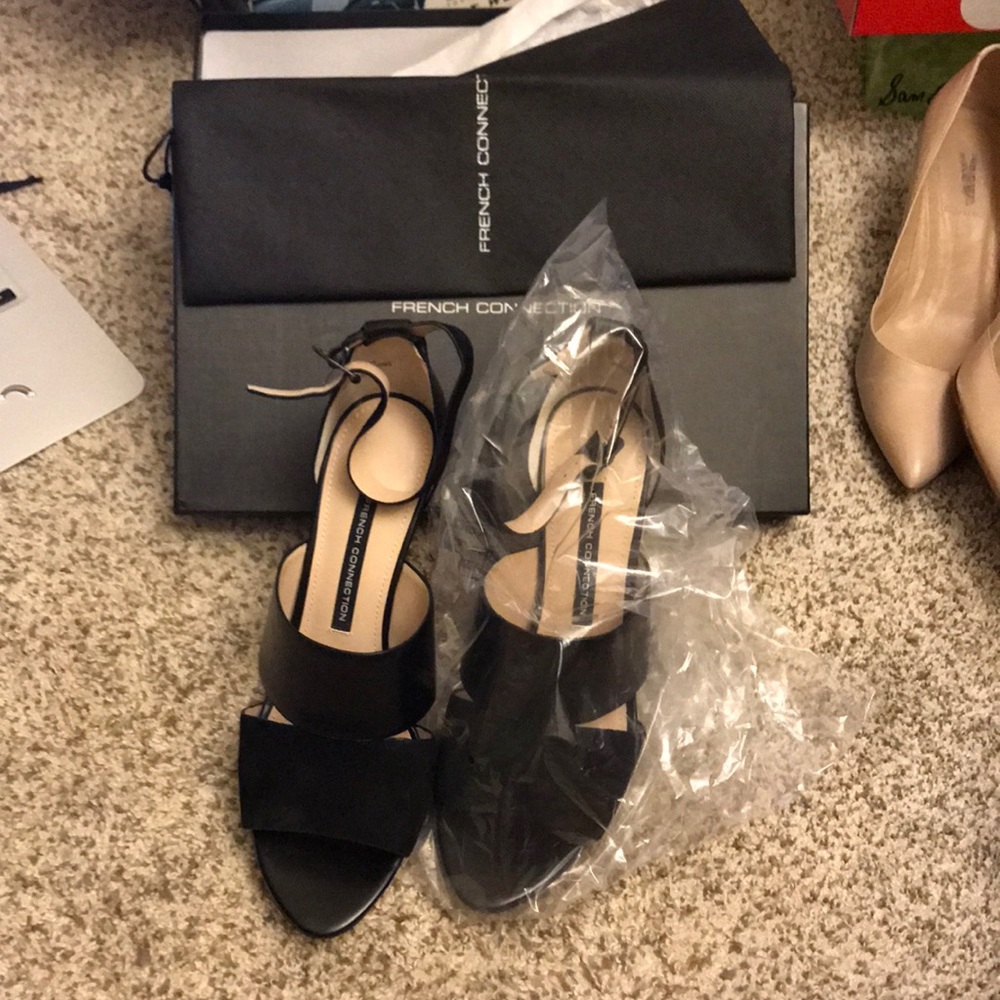 French Connection Leather Suede black heels 40 9.5